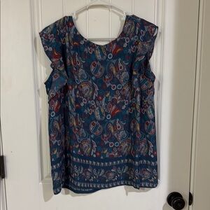 Loft Paisley Print Women's Top with flutter sleeves